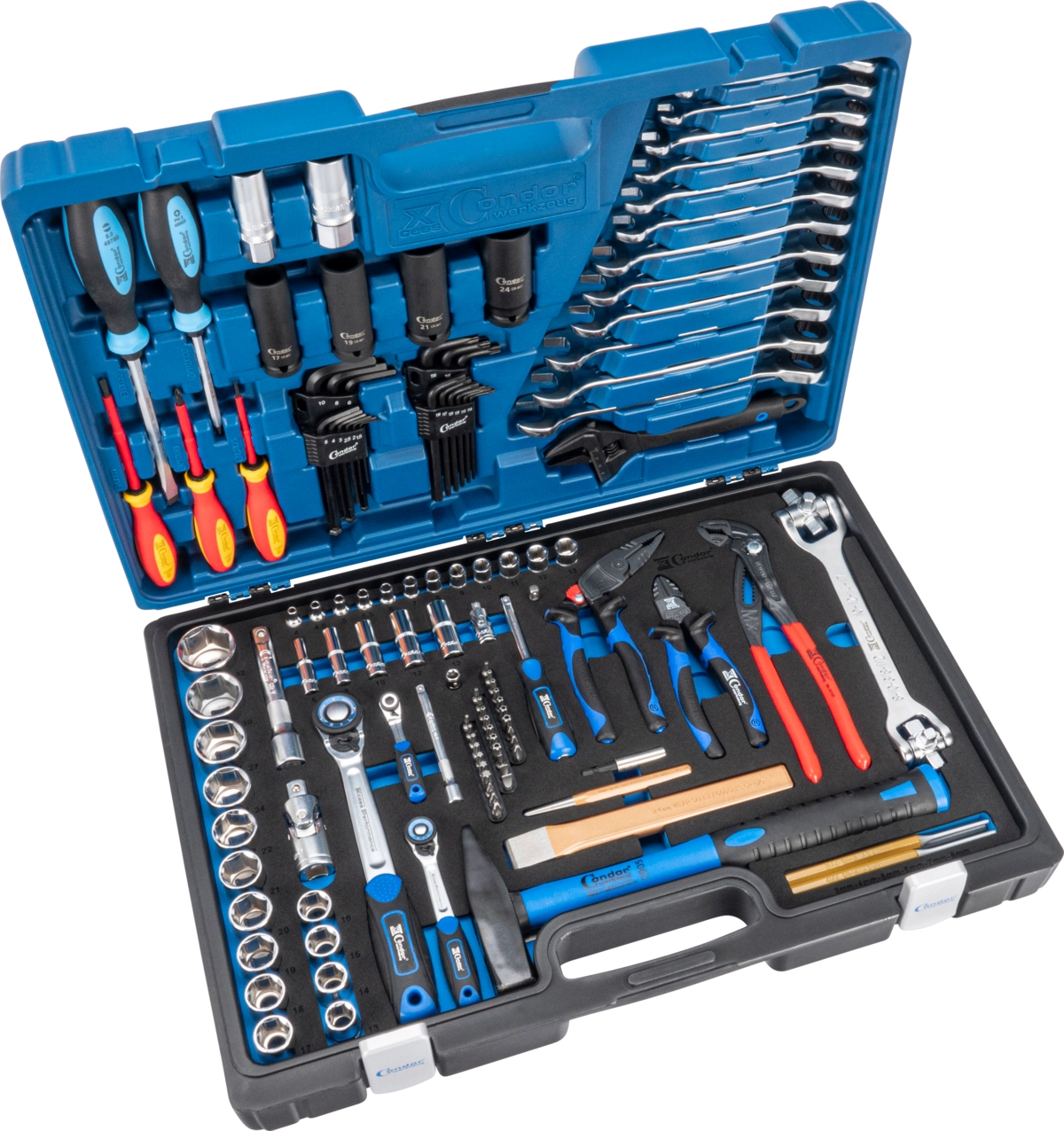 Werkzeugkoffer, 127-tlg., 1/4+1/2", mit Ratschen-Ringschl. 4160