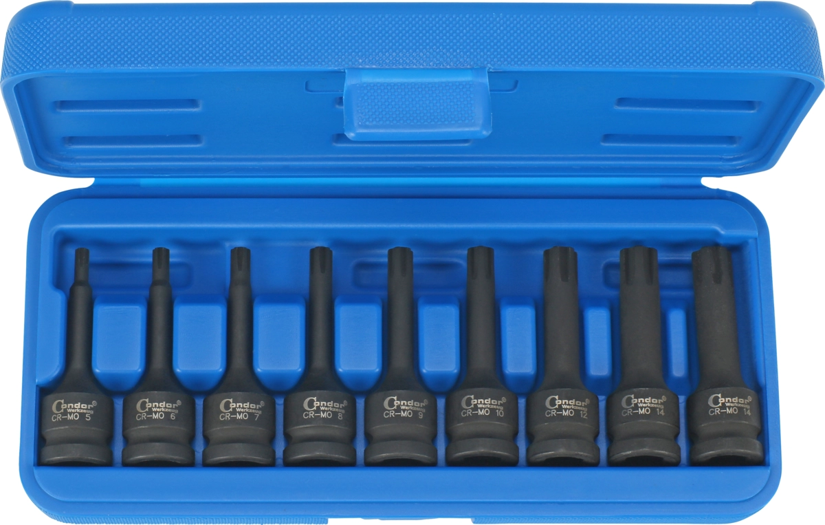 Kraftsteckschlüssel-Satz, 9-tlg., 1/2", Keilnut M5-14