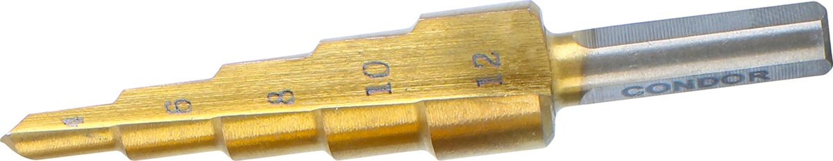 Stufenbohrer, HSS, titannitriert, 4-12 mm