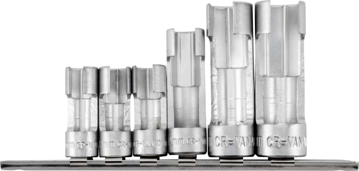 Spezial-Steckschlüsselsatz, 6-tlg., 3/8+1/2", geschlitzt, 10-19 mm