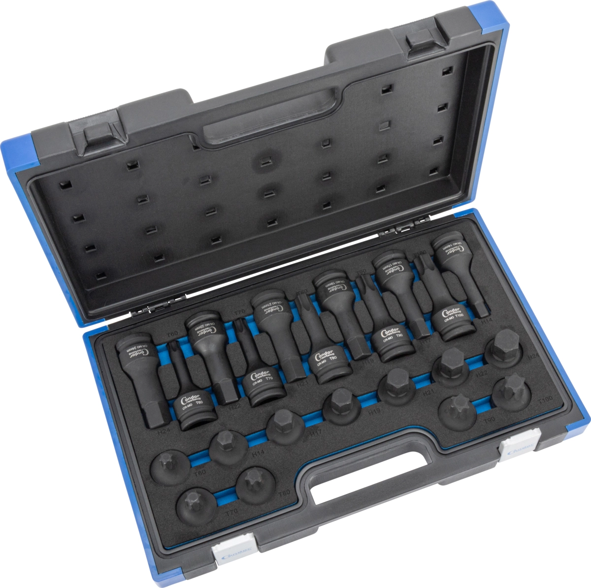 Kraftsteckschlüssel-Satz, 22-tlg., 3/4", T-Profil / Innensechskant