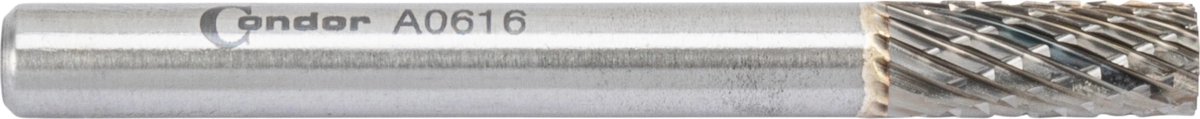 HM-Frässtift, Zylinder ohne Stirnverzahnung (A), kreuzverzahnt, ø 6 mm