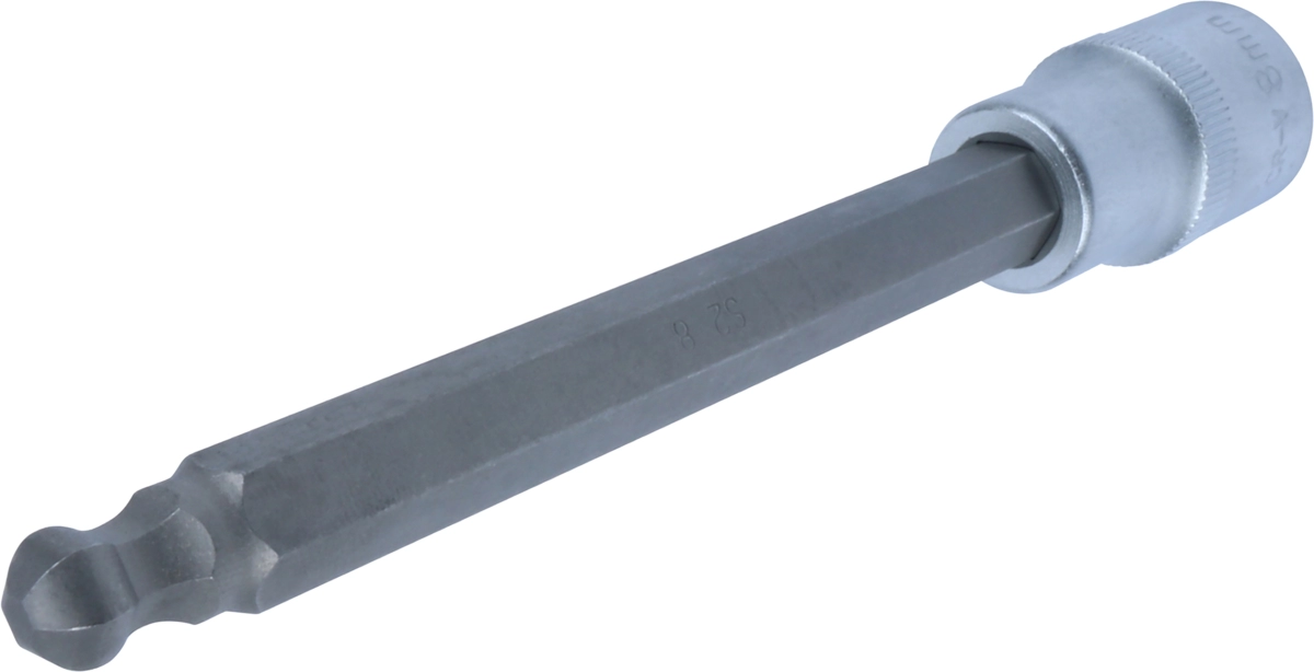 Bit-Stecknuss, 1/2", Innensechskant Kugelkopf 8x140 mm