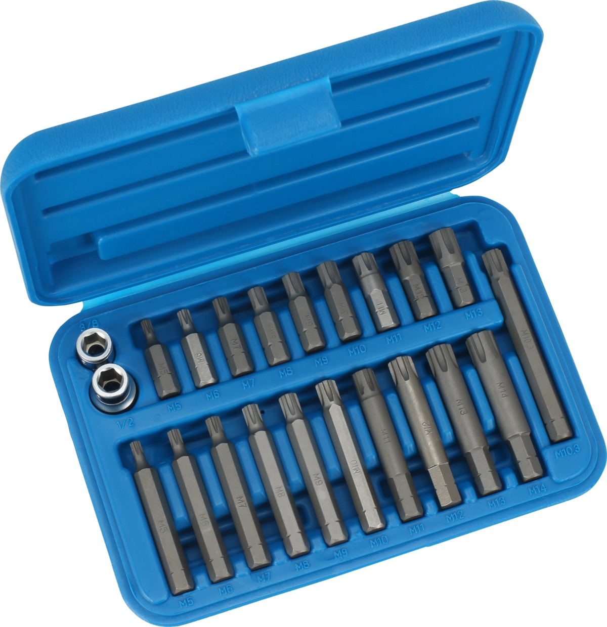 Bit-Sortiment, 22-tlg., 3/8+1/2", Keilnut M5-13