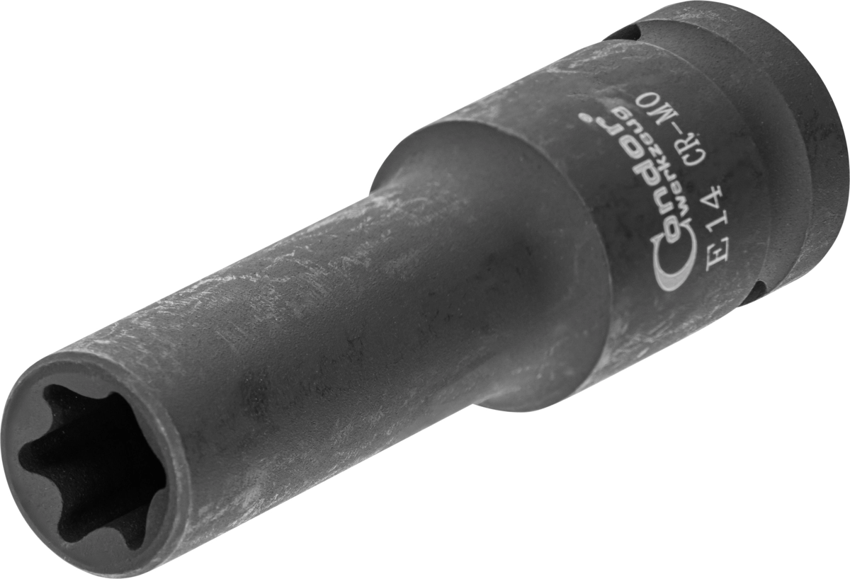 Kraft-Stecknuss, 1/2", E-Profil E14, tief