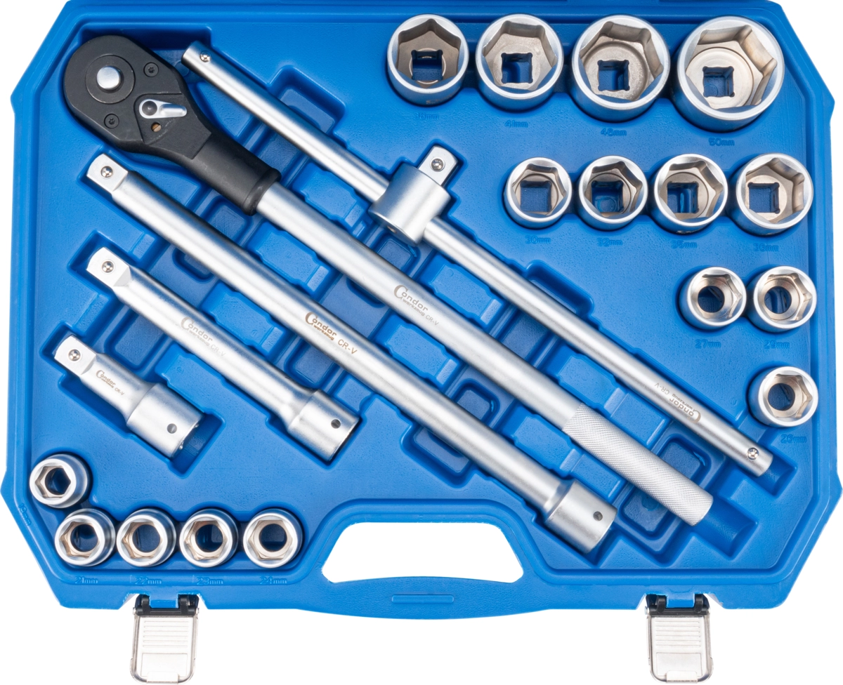 Steckschlüssel-Satz, 21-tlg., 3/4", 6-kant 19-50 mm