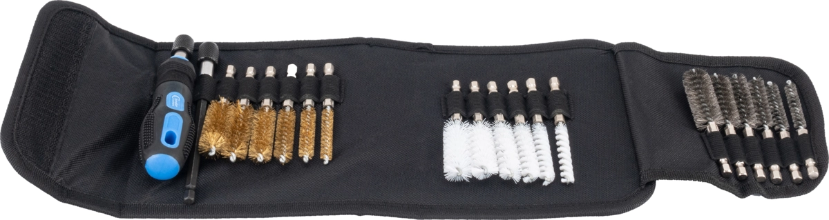 Bürsten-Sortiment, 20-tlg., Stahl/Nylon/Messing-Besatz, ø 8-19 mm