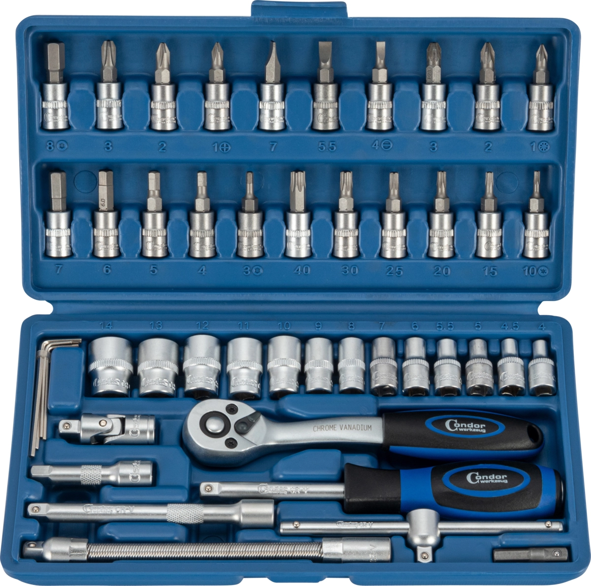 Steckschlüssel-Satz, 46-tlg., 1/4", 6-kant 4-14 mm
