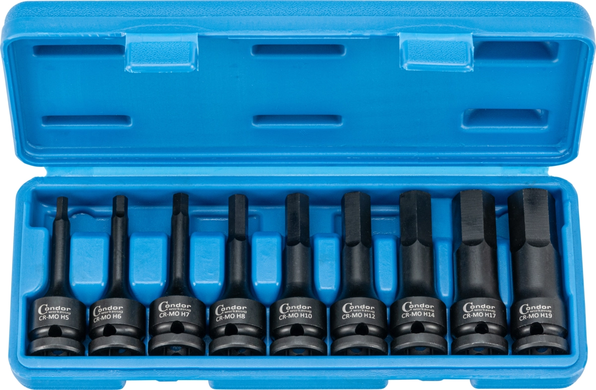 Kraftsteckschlüssel-Satz, 9-tlg., 1/2", Innensechskant 5-19 mm