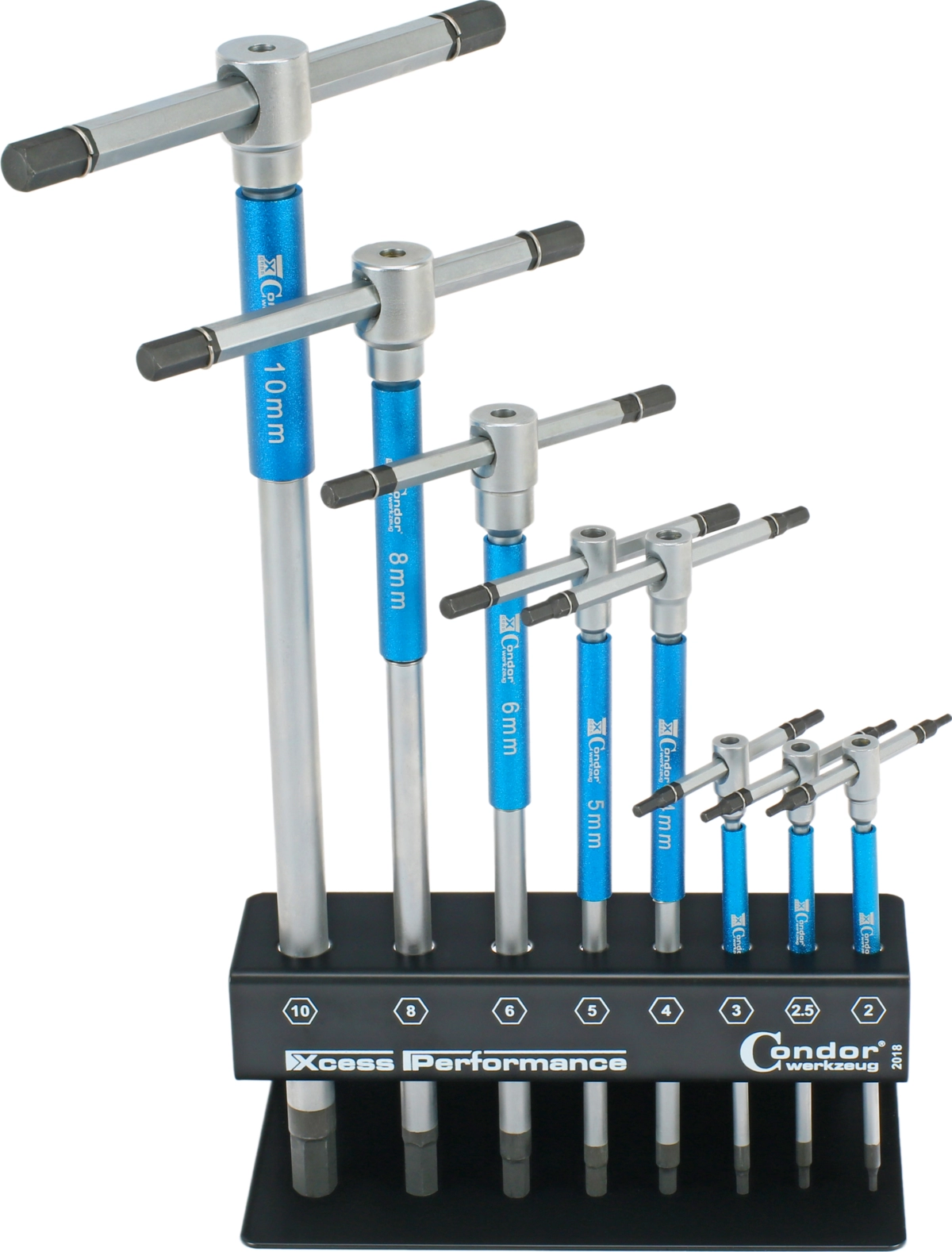 3-Wege T-Griff Schraubendreher-Satz, xcess, 8-tlg., Innensechskant 2-10 mm