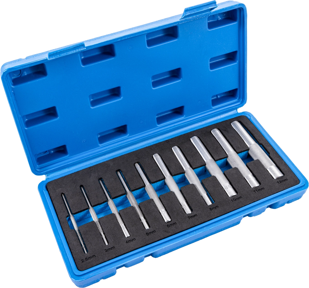 Locheisen-Satz, 10 tlg., 2.5-12 mm