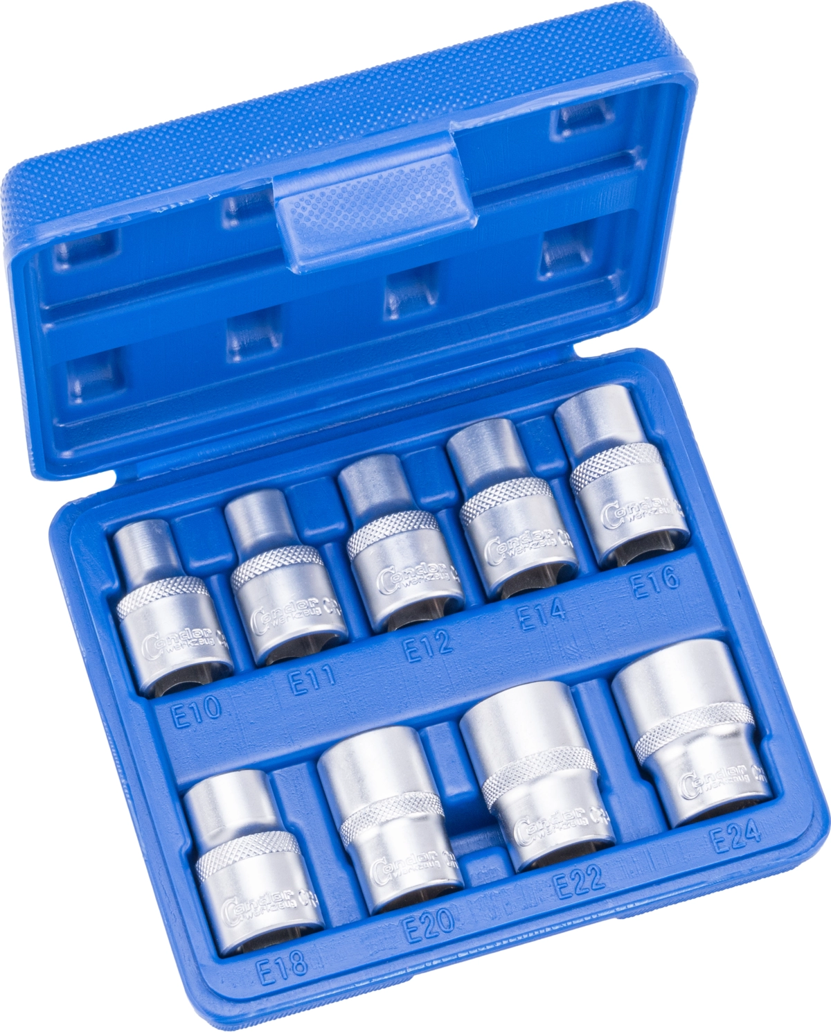 Steckschlüssel-Einsätze, 9-tlg., 1/2", E-Profil E10-24