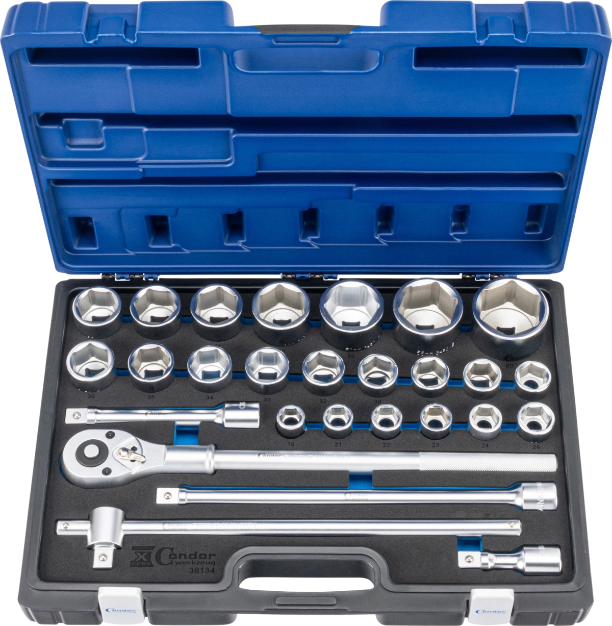 Steckschlüssel-Satz, 27-tlg., 3/4", 6-kant 19-60 mm