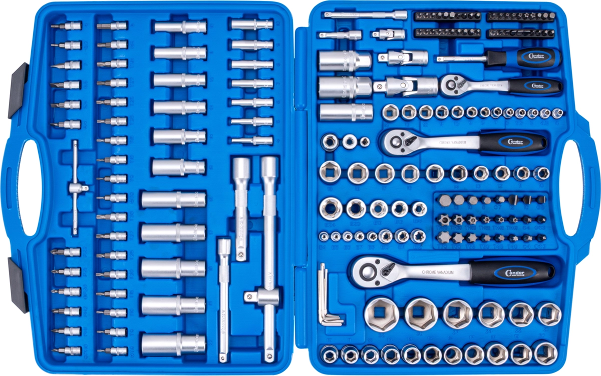 Steckschlüssel-Satz, 191-tlg., 1/4+3/8+1/2", 6-kant 4-32 mm