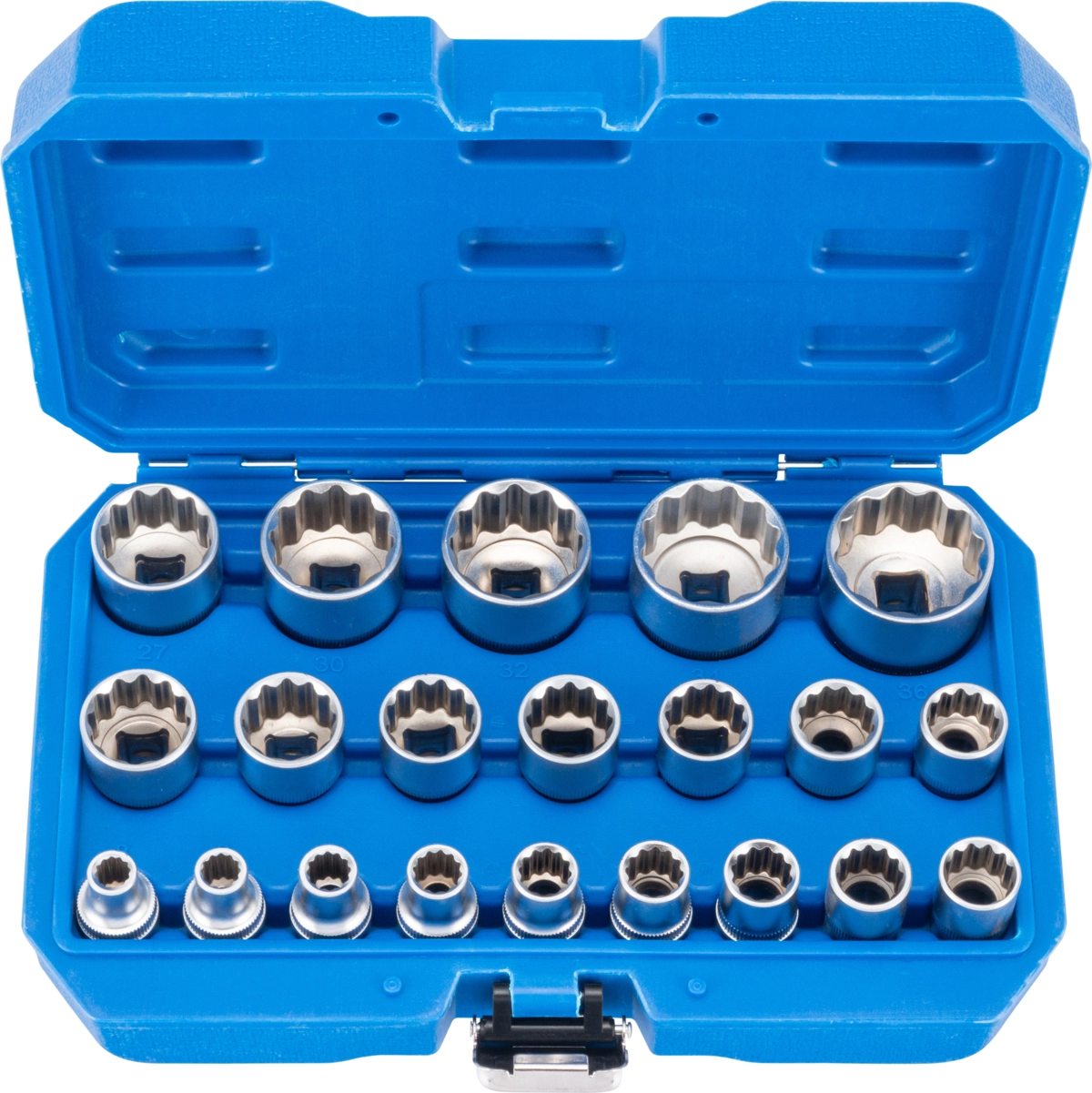 Steckschlüssel-Einsätze, 21-tlg., 1/2", 12-kant 8-36 mm