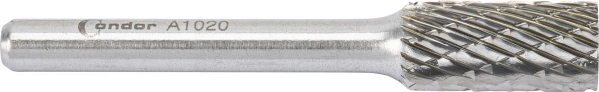 HM-Frässtift, Zylinder ohne Stirnverzahnung (A), kreuzverzahnt, ø 10 mm