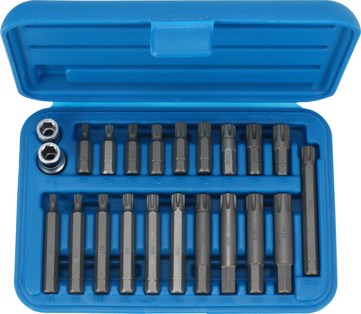 Bit-Sortiment, 22-tlg., 3/8+1/2", Keilnut M5-13