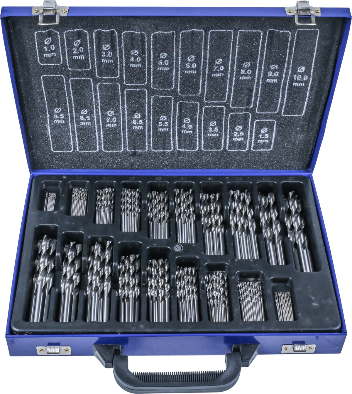 HSS-Spiralbohrer-Satz, 170-tlg., Kanten geschliffen, 1-10 mm