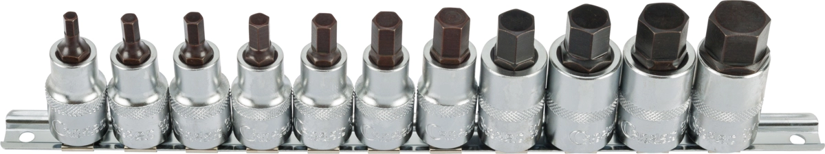 Bit-Stecknüsse, 11-tlg., 1/2", Innensechskant 3/16-3/4"