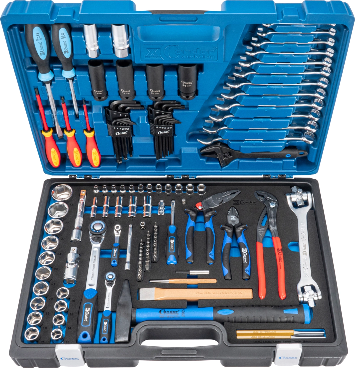 Werkzeugkoffer, 127-tlg., 1/4+1/2", mit Gabel-Ringschlüssel 4425