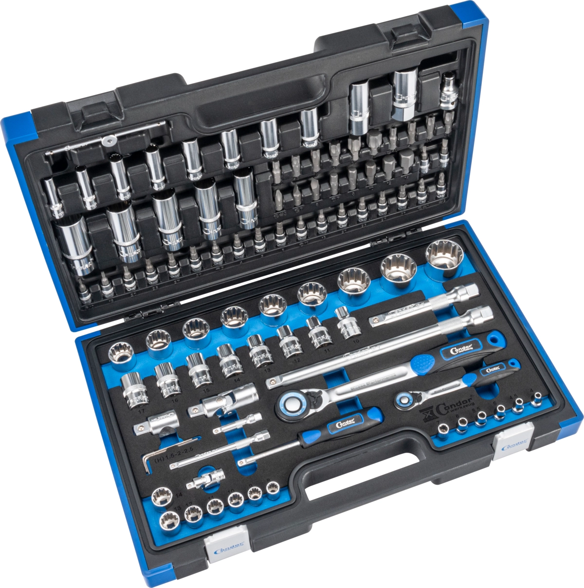 Steckschlüssel-Satz, 98-tlg., 1/4+1/2", Varioplus 4-32 mm