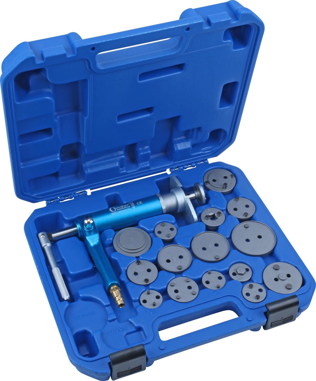 Druckluft-Bremskolben-Rücksetz-Werkzeugsatz, mit Spindel 4683, 16-tlg.