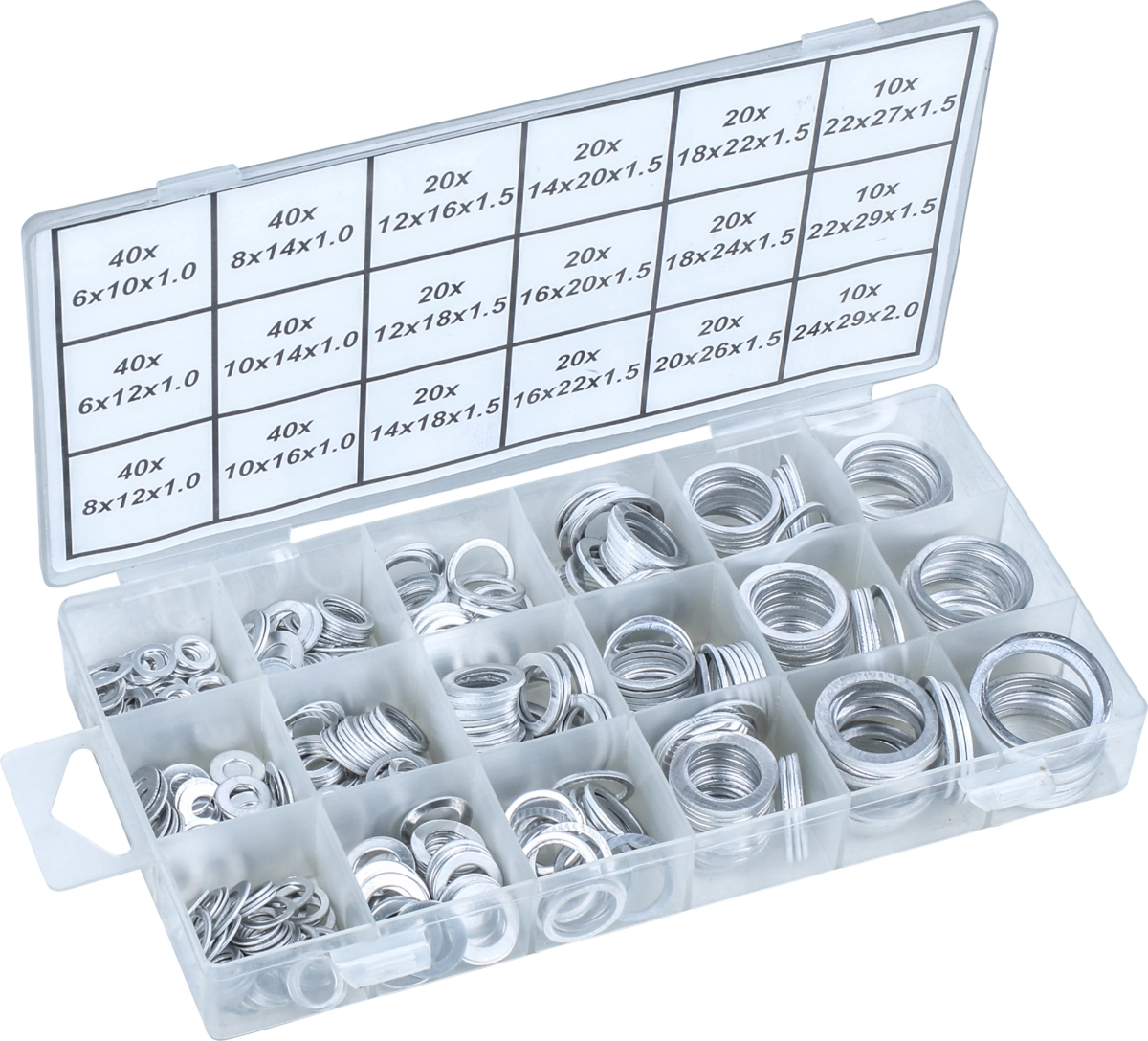 Aluminium-Dichtring-Sortiment, 450-tlg., 18 Größen