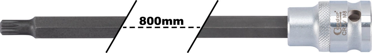 Bit-Stecknuss, extra lang, 1/2", Vielzahn M8x800 mm