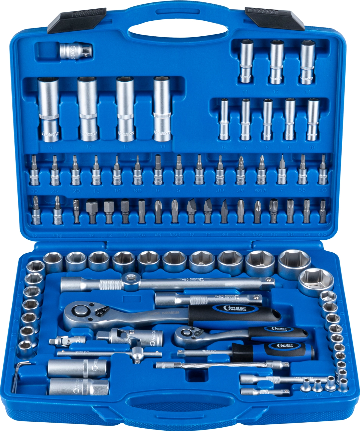 Steckschlüssel-Satz, 94-tlg., 1/4+1/2", 6-kant 4-32 mm