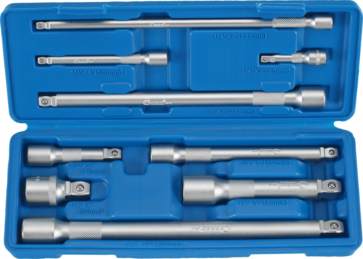 Kipp-Verlängerungen-Satz, 9-tlg., 1/4+3/8+1/2", 50-250 mm