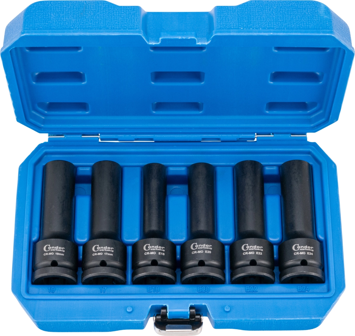 Kraftsteckschlüssel-Satz, 6-tlg., 3/4", E-Profil / 12-kant
