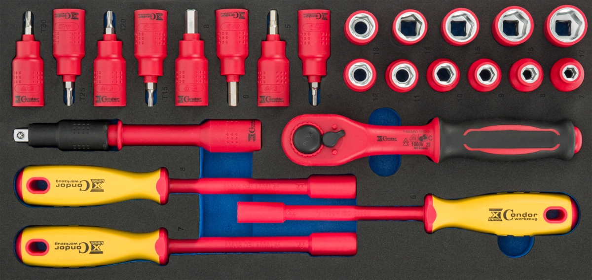 Schaumeinlage Steckschlüssel VDE 1/3, 24-tlg., 3/8"