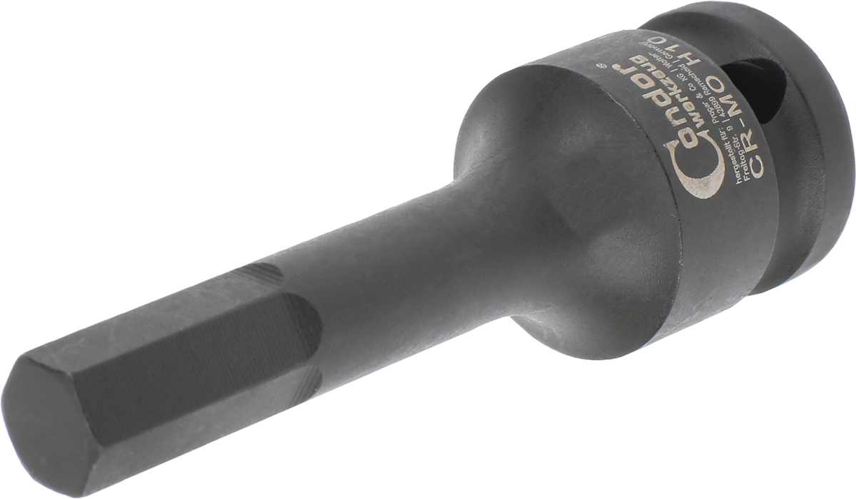 Kraft-Bit-Stecknuss, 1/2", Innensechskant 10x78 mm