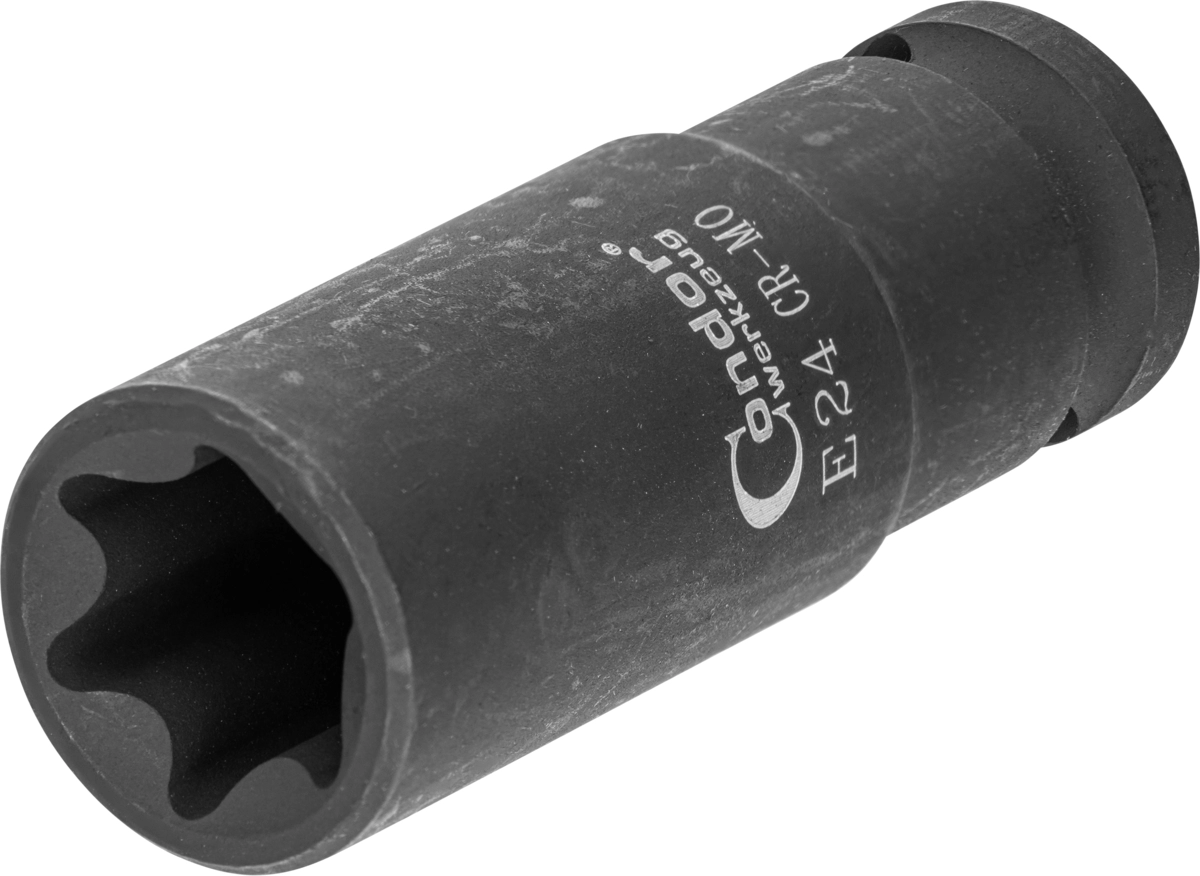 Kraft-Stecknuss, 1/2", E-Profil E24, tief