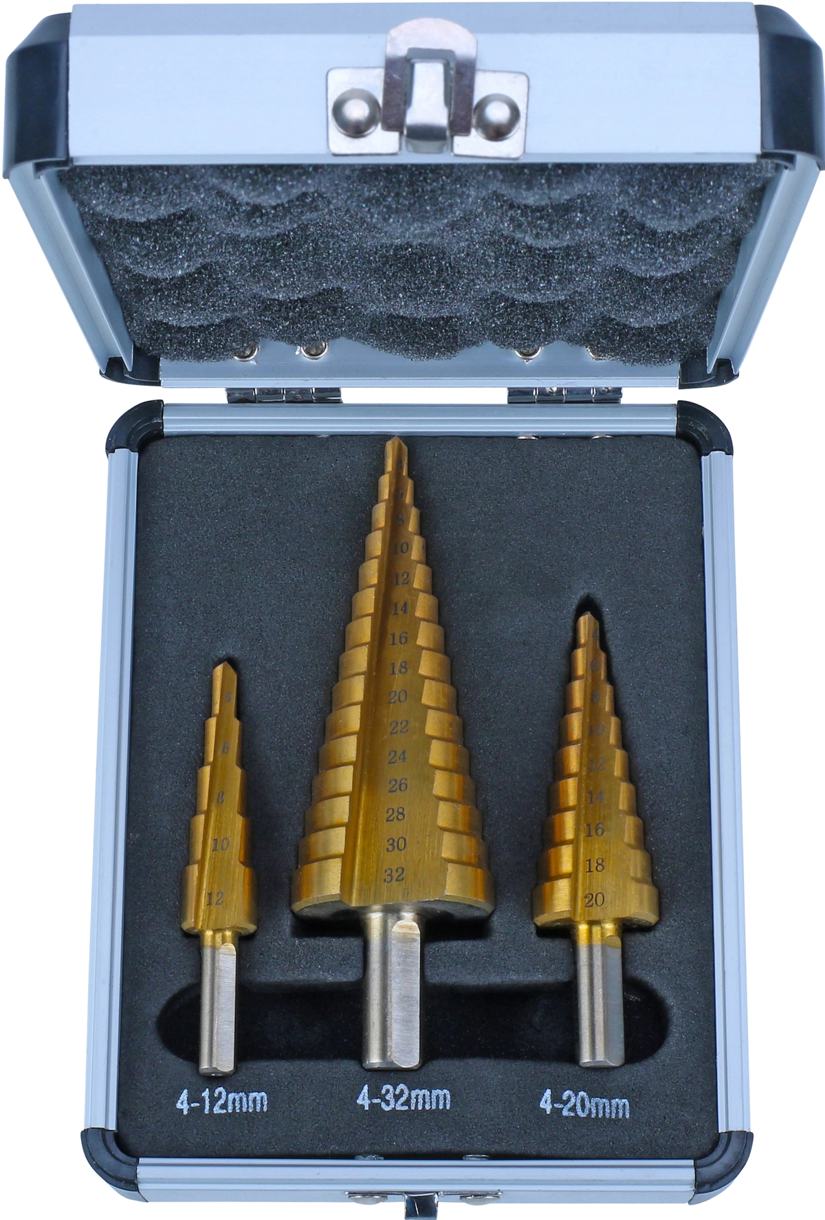 Stufenbohrer-Satz, 3-tlg., HSS, 4-12 / 4-20 / 4-32 mm