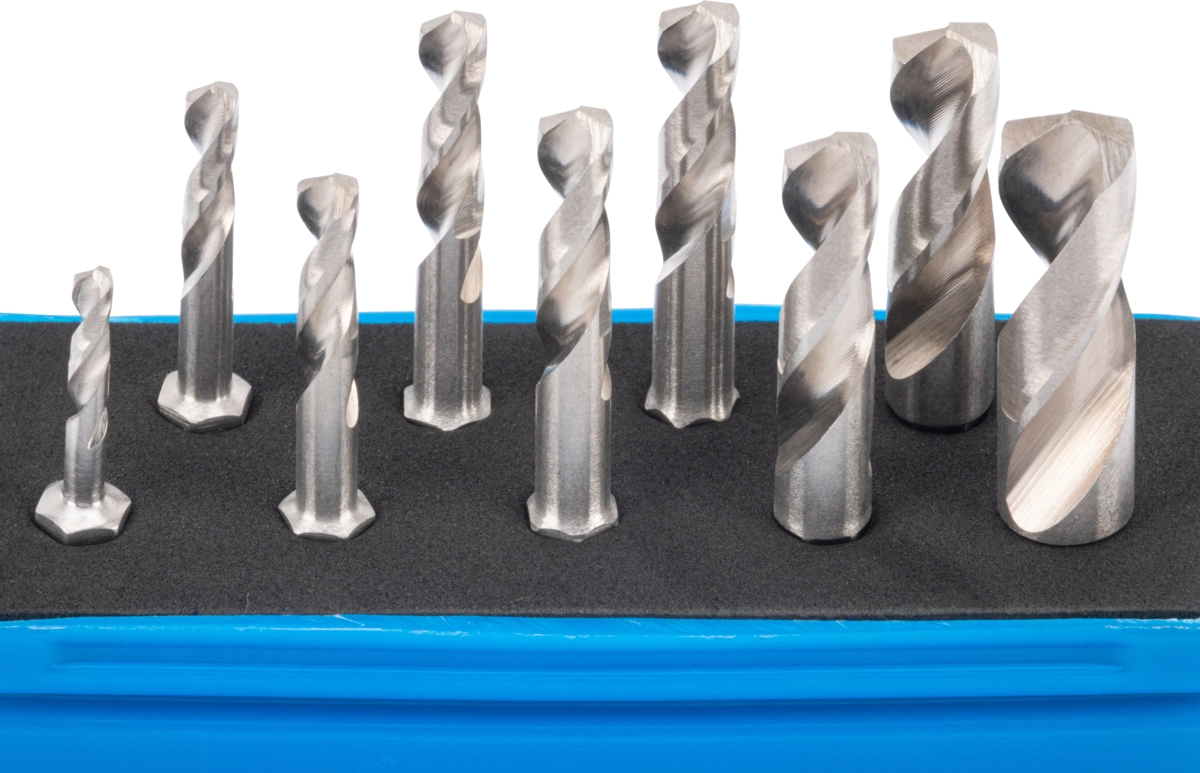 Spiralbohrer-Bit-Satz, HSS-G M2, 1/4" 6-kant, 9-tlg.