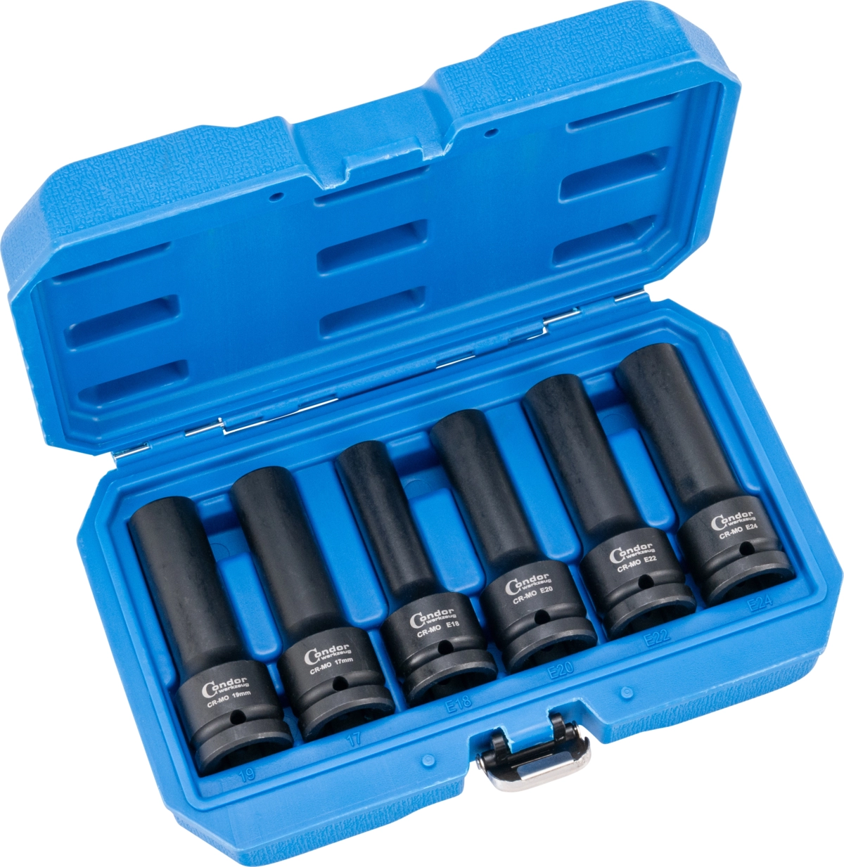 Kraftsteckschlüssel-Satz, 6-tlg., 3/4", E-Profil / 12-kant