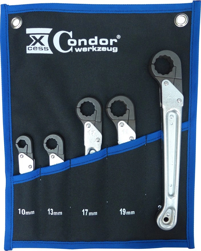 Leitungs-Knarren-Ringschlüssel-Satz, xcess performance, 5-tlg., 10-22 mm