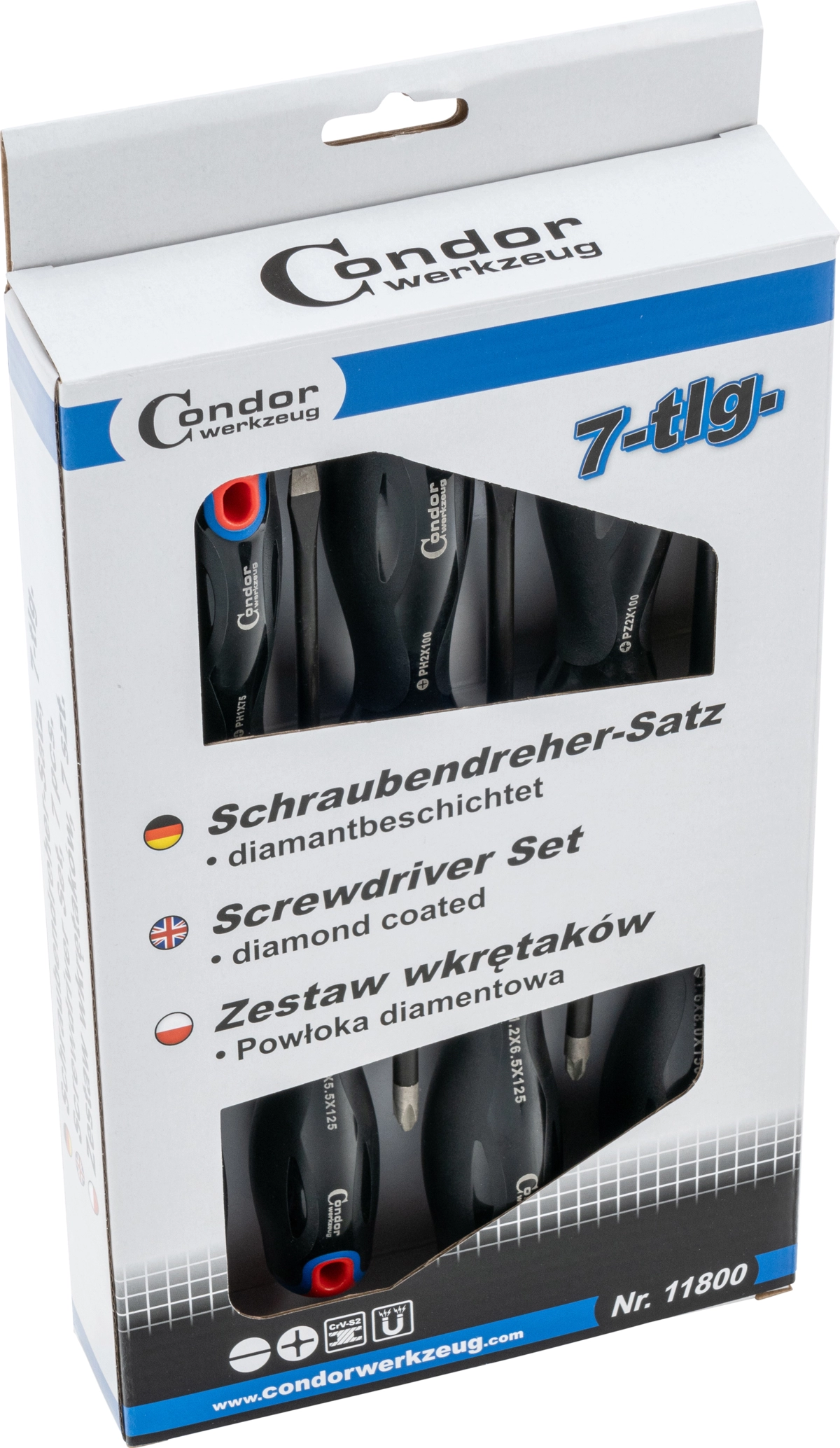 Schraubendreher-Satz, diamantbeschichtet, 7-tlg., Schlitz + Kreuz + PZ