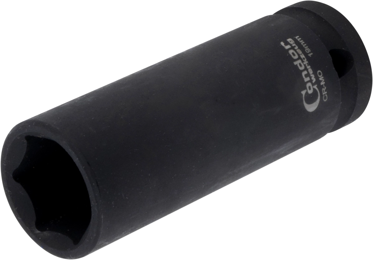 Kraft-Stecknuss, 1/2", 6-kant 19 mm, tief