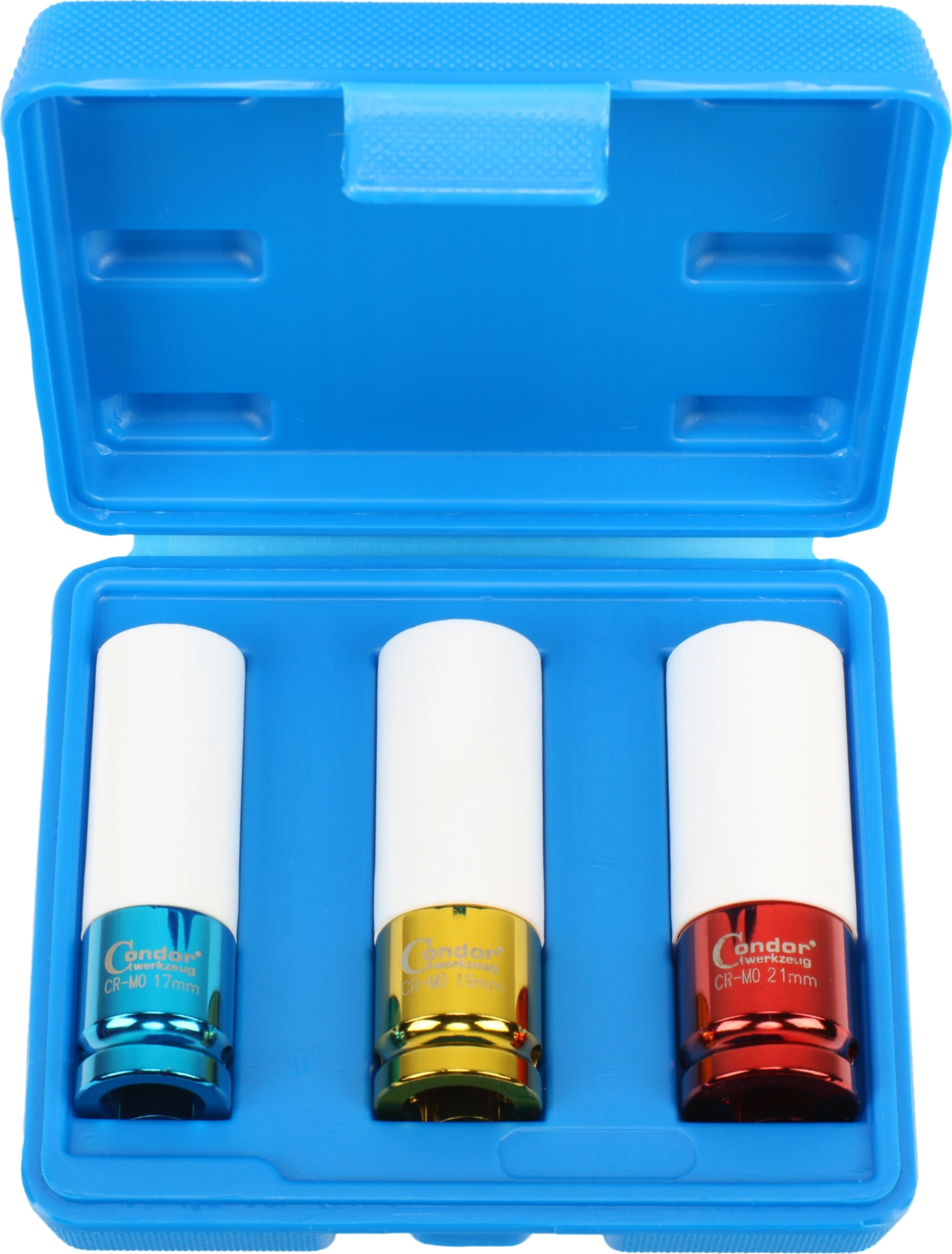 Radmuttern-Einsätze, 3-tlg., 1/2", 85 mm, CrMo, 6-kant 17-21 mm