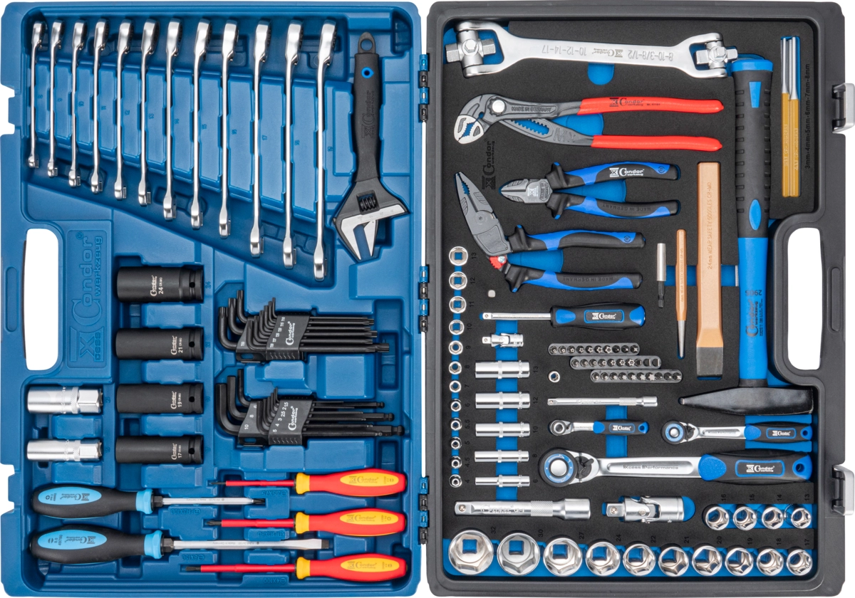 Werkzeugkoffer, 127-tlg., 1/4+1/2", mit Ratschen-Ringschl. 4160