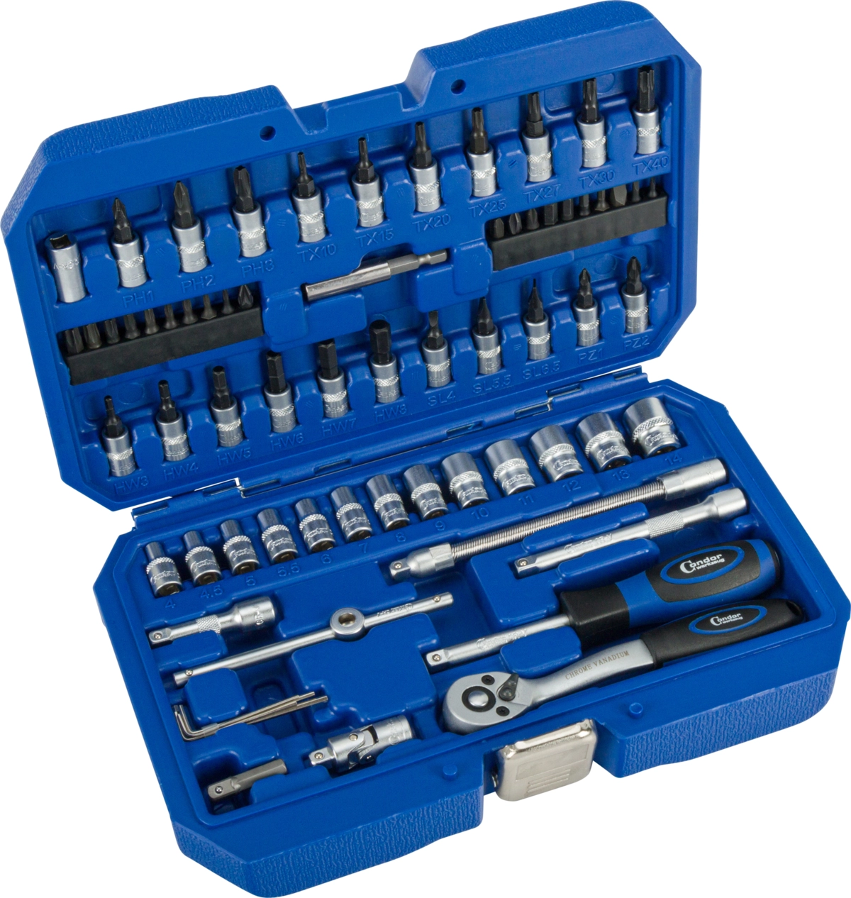 Steckschlüssel-Satz, 68-tlg., 1/4", 6-kant 4-14 mm