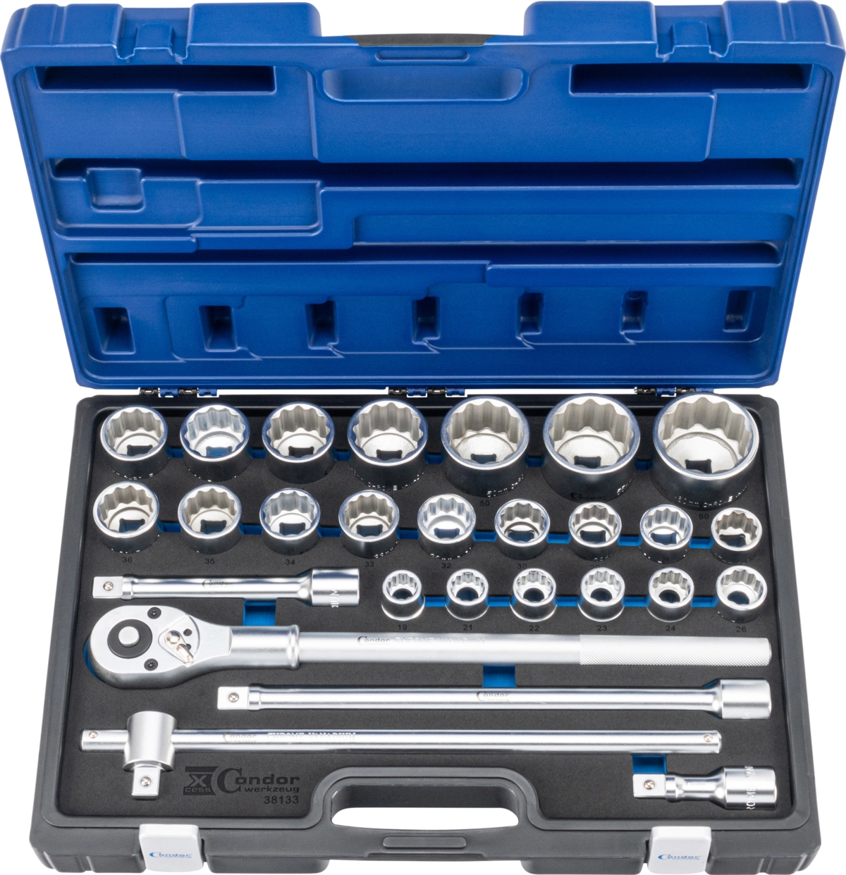 Steckschlüssel-Satz, 27-tlg., 3/4", 12-kant 19-60 mm