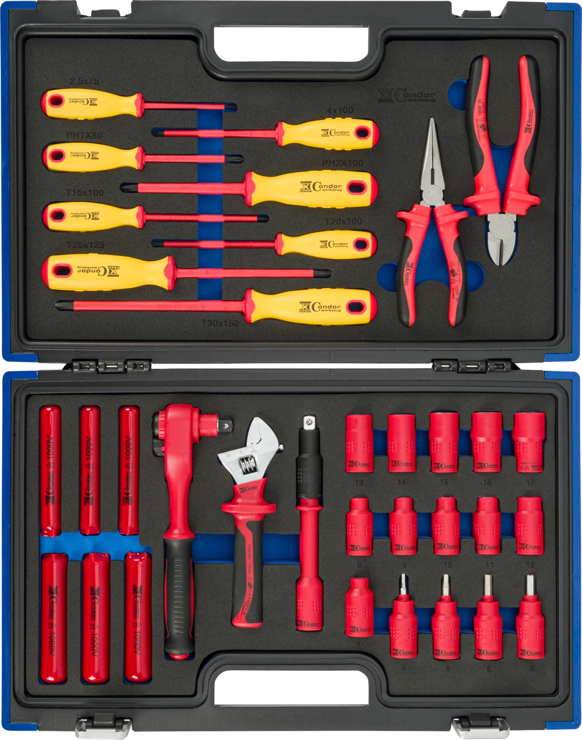 VDE Werkzeugkoffer, 3/8", 34-tlg.