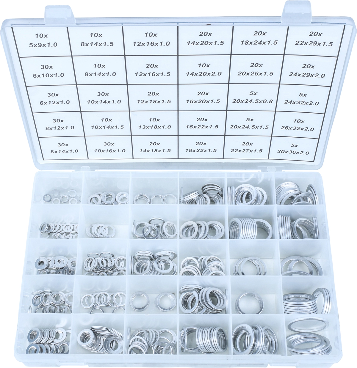 Aluminium-Dichtring-Sortiment, 520-tlg., 30 Größen
