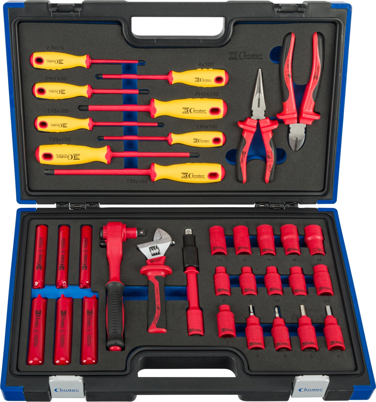 VDE Werkzeugkoffer, 3/8", 34-tlg.