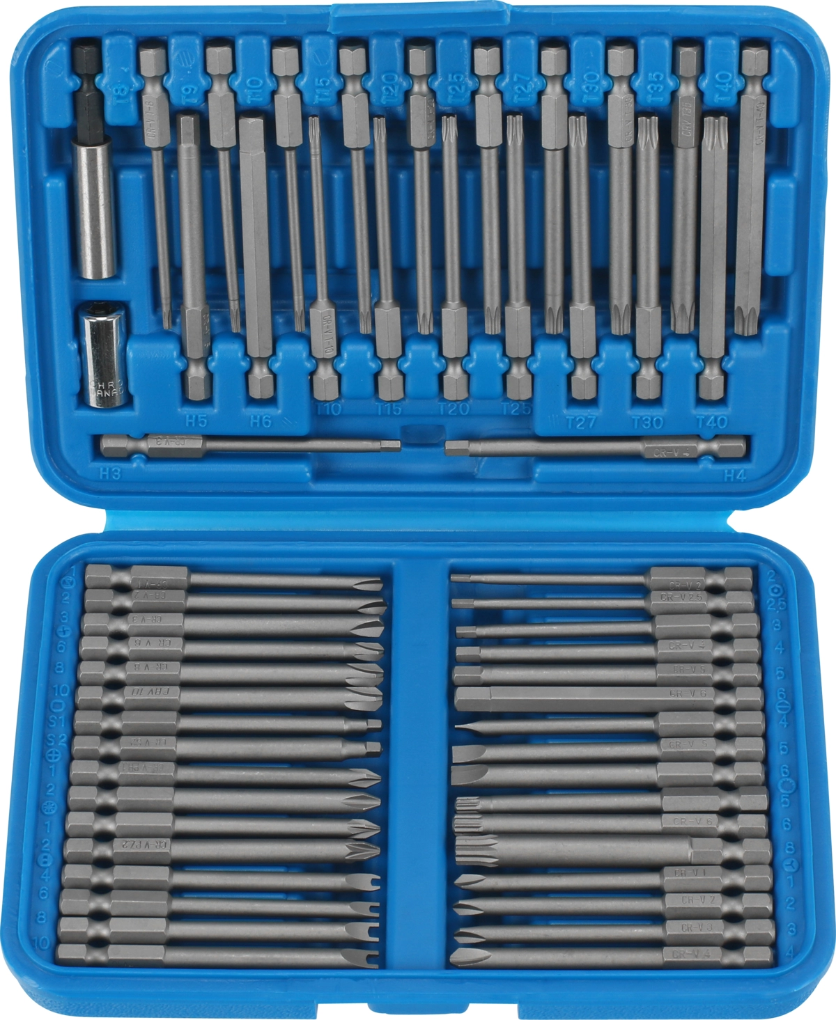 Sicherheitsbit-Sortiment, 55-tlg., 1/4", 75 mm