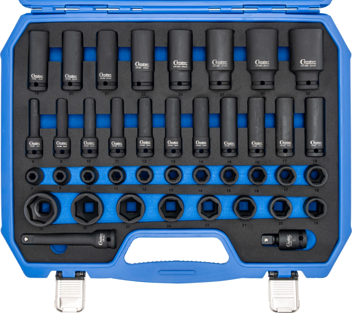 Kraftsteckschlüssel-Satz, 40-tlg., 1/2", CrMo, 6-kant 8-32 mm