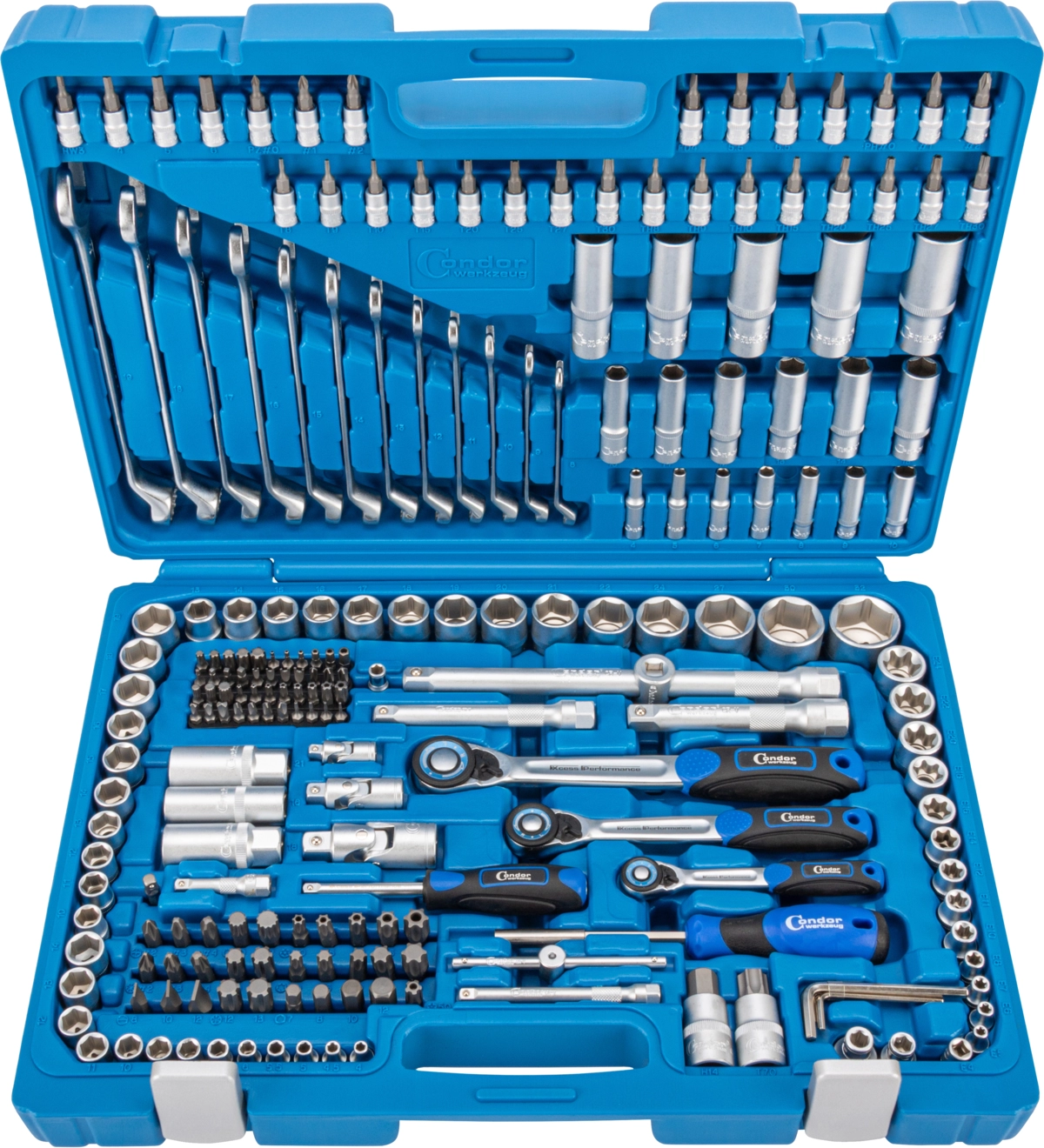 Steckschlüssel-Satz, 215-tlg., 1/4+3/8+1/2", 6-kant 4-32 mm